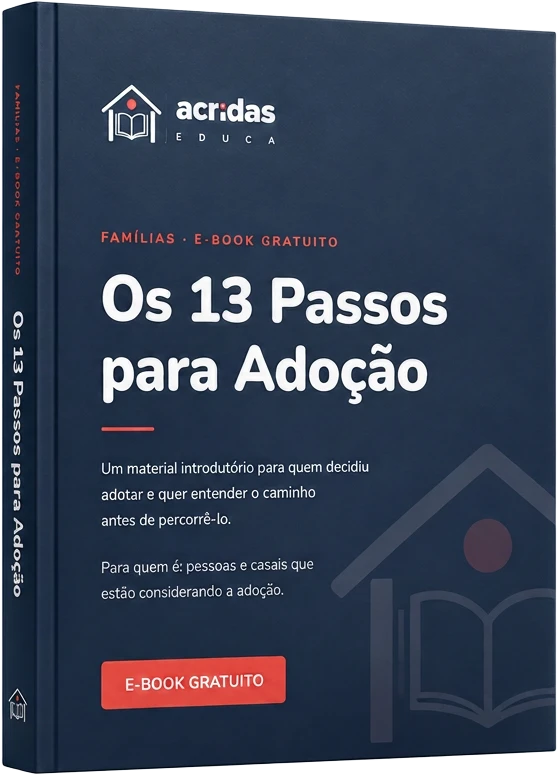 Mockup do e-book Os 13 Passos para Adoção, do ACRIDAS EDUCA.